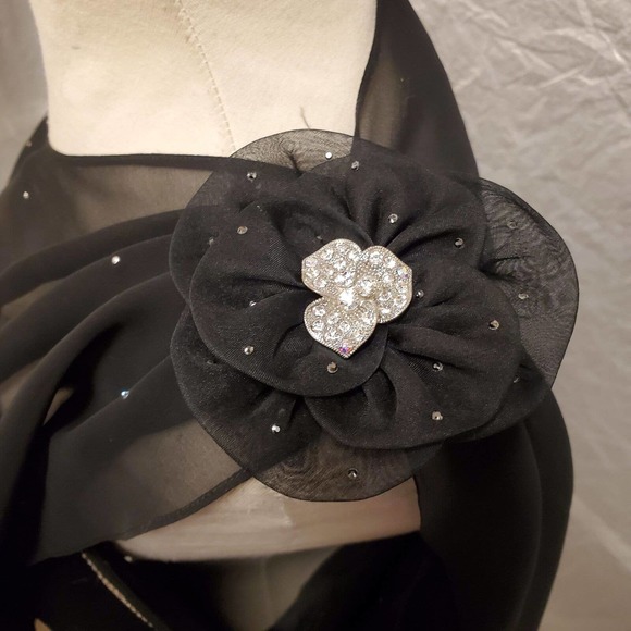 Gigi's Closette Glenview Women's Black Matching Set Pants and Top with Rhines... - Picture 8 of 9